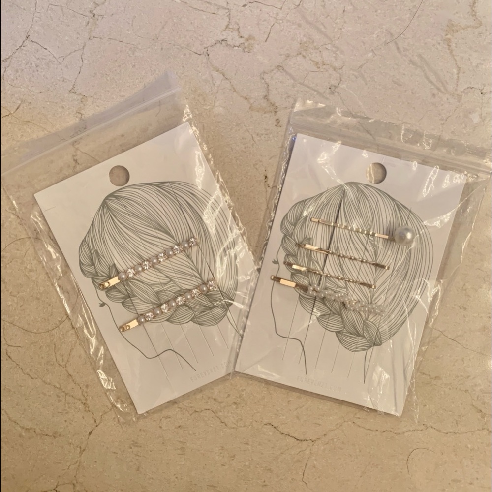 NEW Pearl and Rhinestone Gold Hair Pins